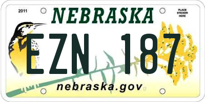 NE license plate EZN187