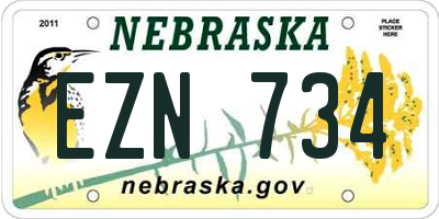 NE license plate EZN734