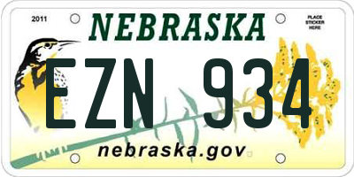 NE license plate EZN934