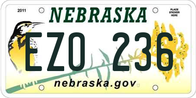NE license plate EZO236