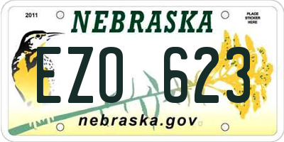 NE license plate EZO623