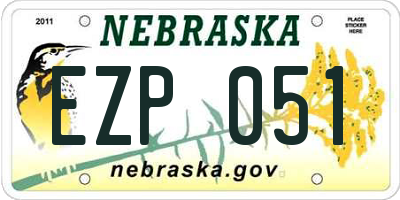 NE license plate EZP051