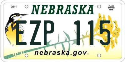 NE license plate EZP115