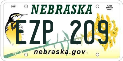 NE license plate EZP209