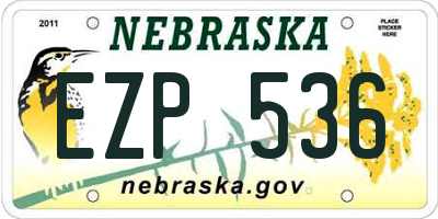 NE license plate EZP536