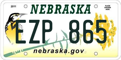 NE license plate EZP865