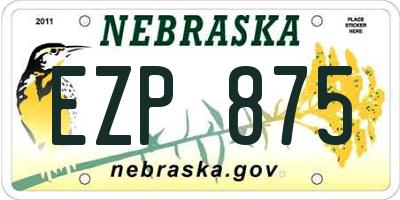 NE license plate EZP875