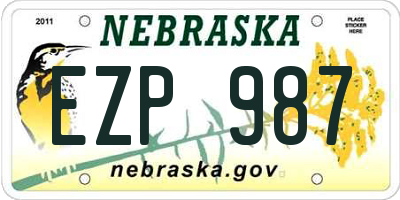 NE license plate EZP987