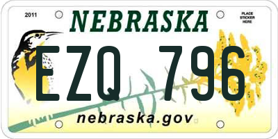 NE license plate EZQ796