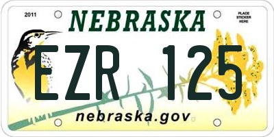 NE license plate EZR125