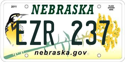 NE license plate EZR237