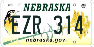 NE license plate EZR314