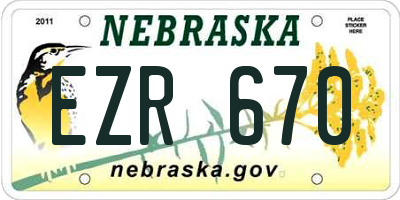 NE license plate EZR670