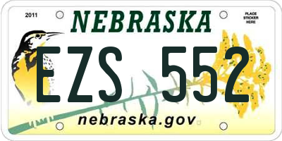 NE license plate EZS552