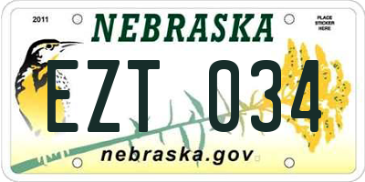 NE license plate EZT034