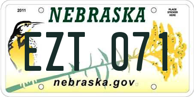 NE license plate EZT071