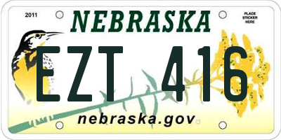 NE license plate EZT416