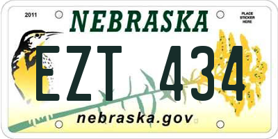 NE license plate EZT434