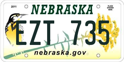 NE license plate EZT735
