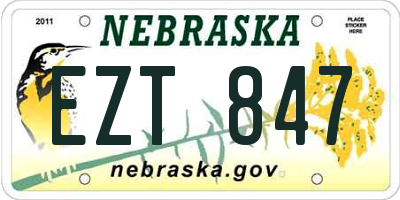 NE license plate EZT847