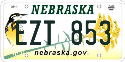 NE license plate EZT853
