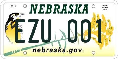 NE license plate EZU001