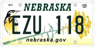 NE license plate EZU118