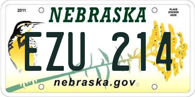 NE license plate EZU214