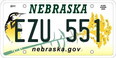 NE license plate EZU551