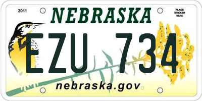 NE license plate EZU734