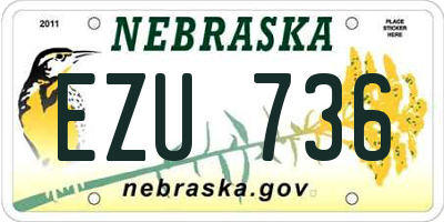 NE license plate EZU736