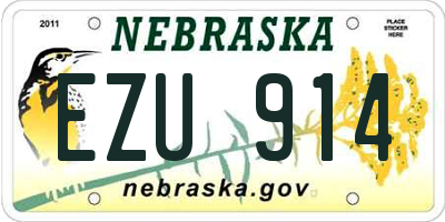 NE license plate EZU914