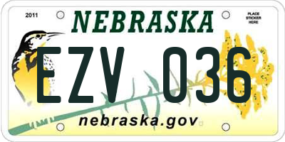 NE license plate EZV036