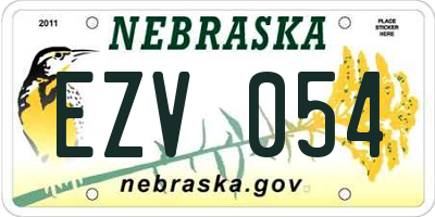 NE license plate EZV054