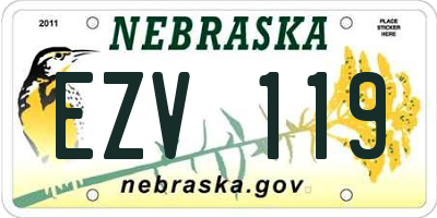 NE license plate EZV119
