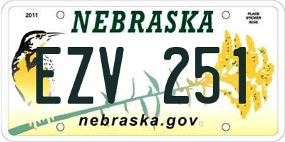 NE license plate EZV251