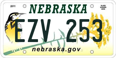 NE license plate EZV253