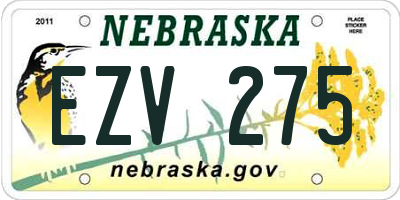 NE license plate EZV275