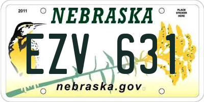 NE license plate EZV631