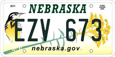 NE license plate EZV673