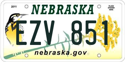 NE license plate EZV851