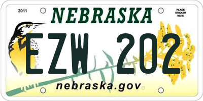 NE license plate EZW202