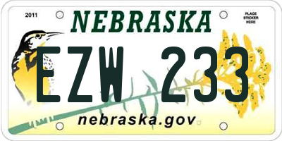 NE license plate EZW233
