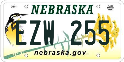 NE license plate EZW255