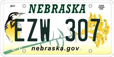 NE license plate EZW307