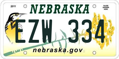NE license plate EZW334