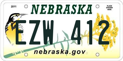 NE license plate EZW412
