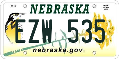 NE license plate EZW535