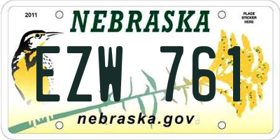 NE license plate EZW761