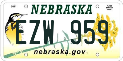 NE license plate EZW959